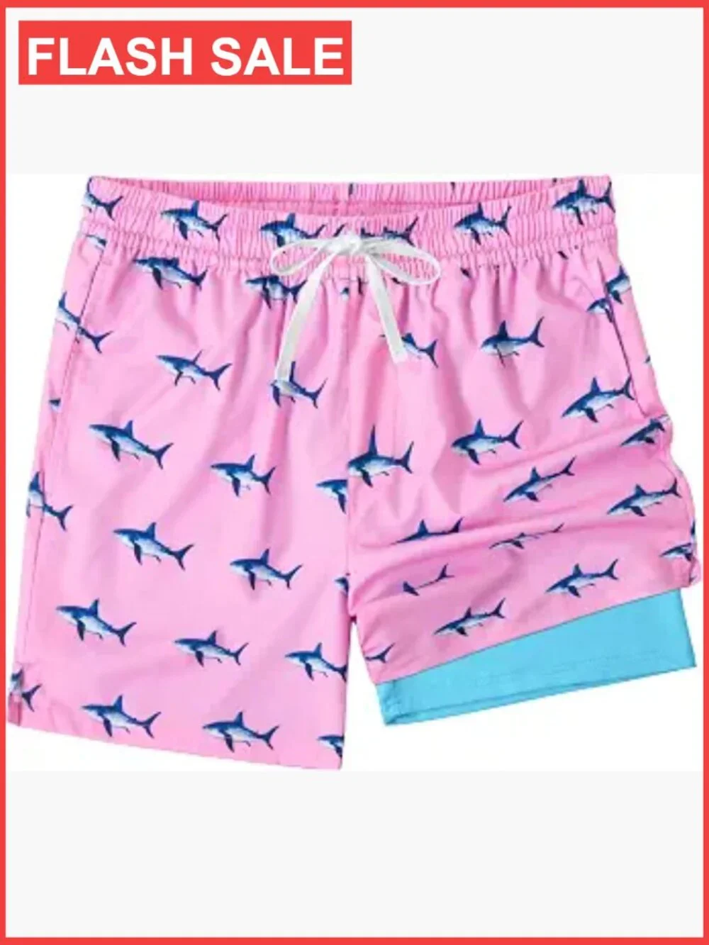 Men's Quick Dry Swim Trunks Board Shorts with Pockets Hawaiian 2 in 1